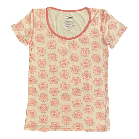 KICKEE Bamboo Soft Pink Mandala Print Scoop Neck Short Sleeve Tee - Picture 2 of 2